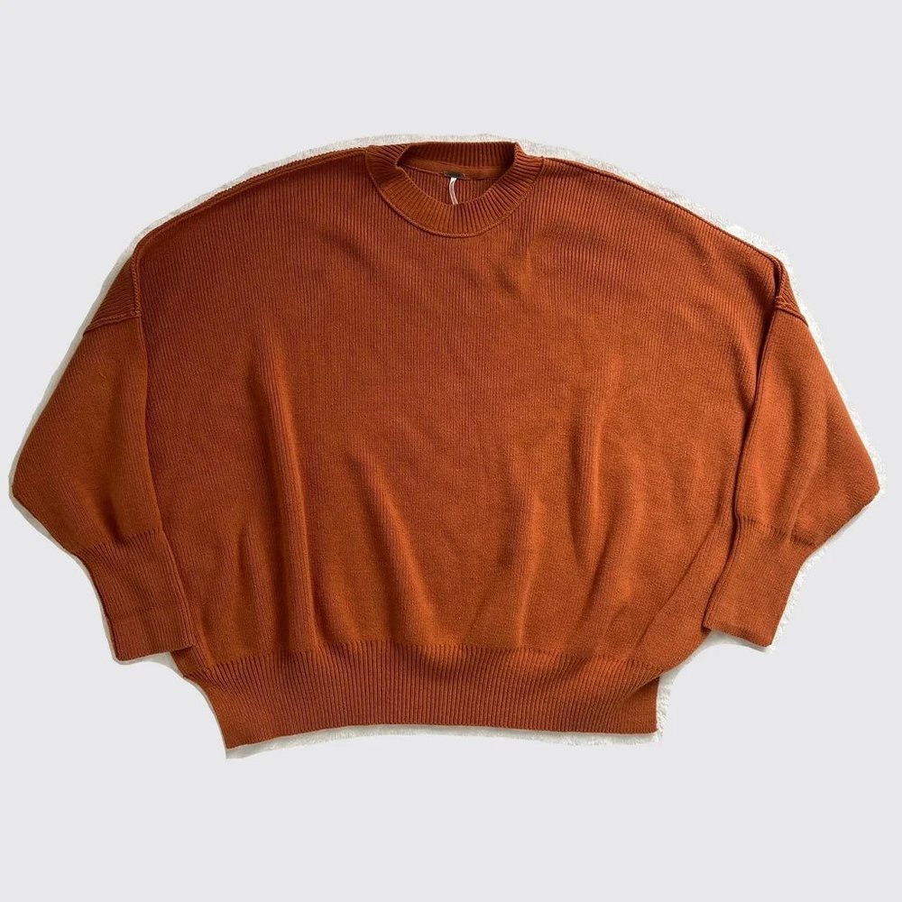 Free People Easy Street Tunic Sweater - Burnt Orange Rust Color in M